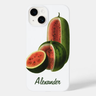 Vintage Watermelons Tall Round, Organic Food Fruit Case-Mate iPhone 14 Case