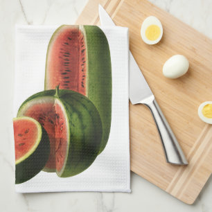 Vintage Watermelons Tall Round, Organic Food Fruit Tea Towel