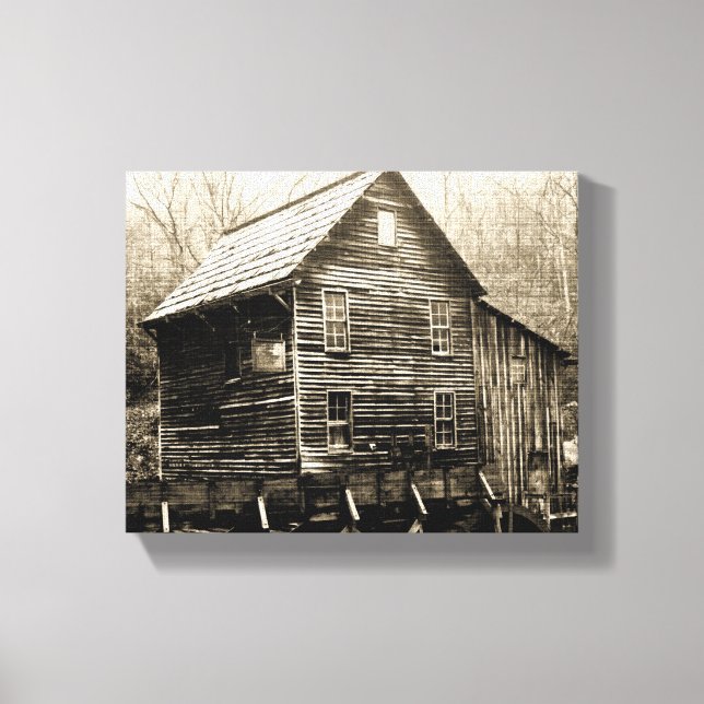 Vintage Waterwheel Canvas Print (Front)