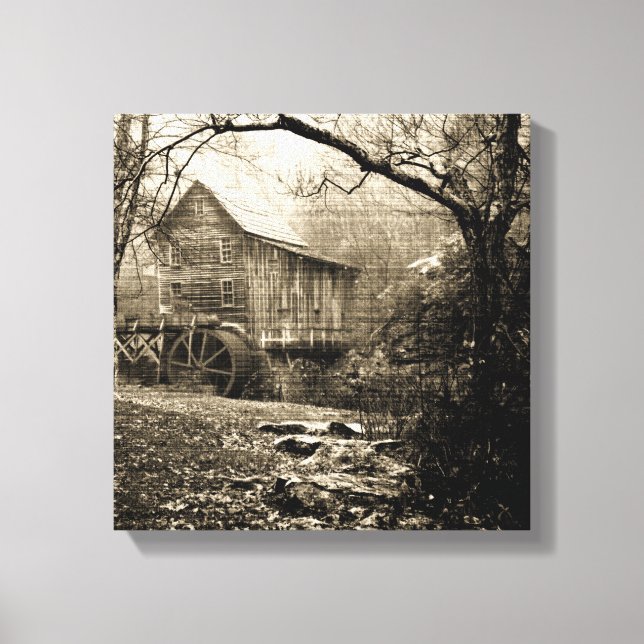Vintage Waterwheel Canvas Print (Front)