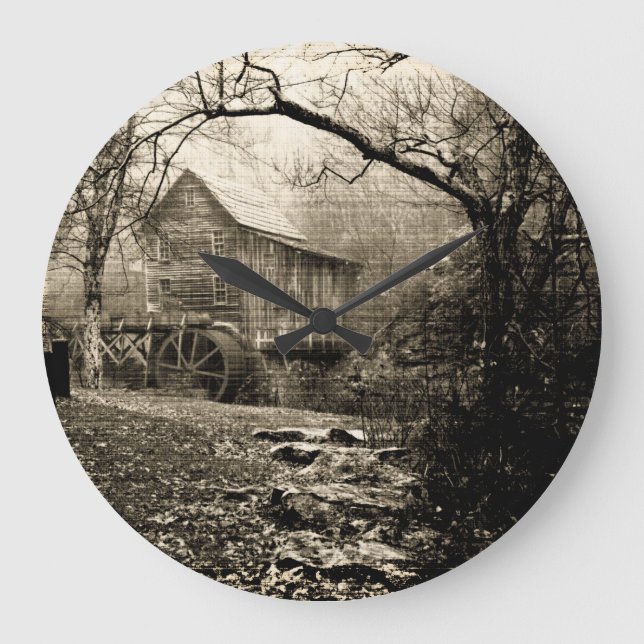 Vintage Waterwheel Large Clock (Front)