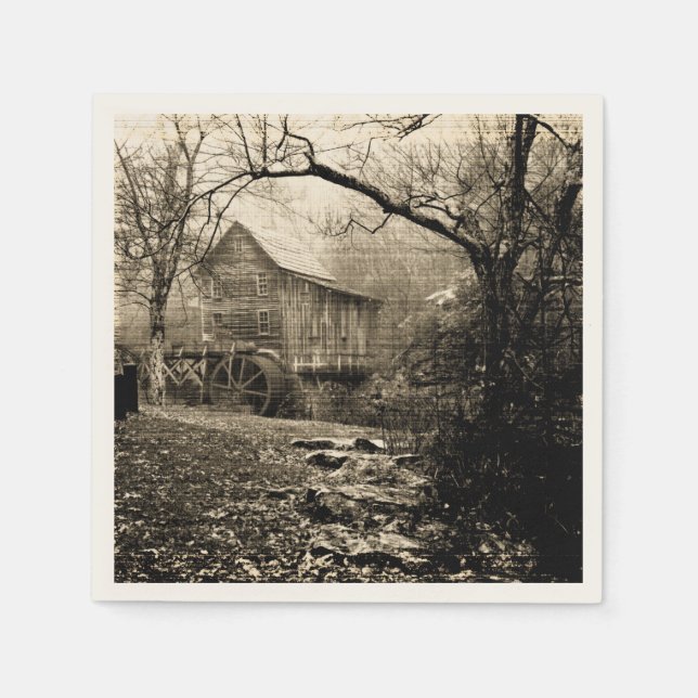 Vintage Waterwheel Napkin (Front)