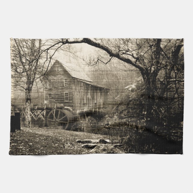 Vintage Waterwheel Tea Towel (Horizontal)