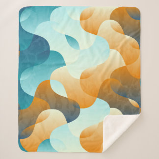 Vintage wave pattern, blue and brown. sherpa blanket