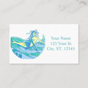 Vintage Waveriding Mermaid Thunder_Cove Business Card