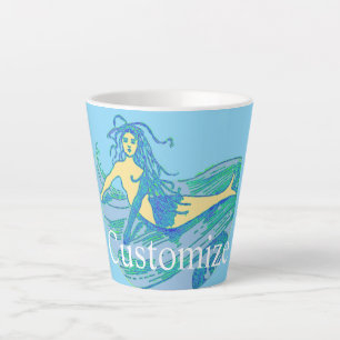 Vintage Waveriding Mermaid Thunder_Cove Latte Mug