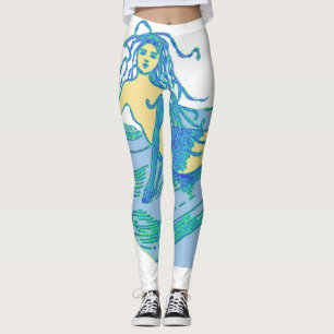 Vintage Waveriding Mermaid Thunder_Cove Leggings