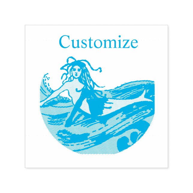 Vintage Waveriding Mermaid Thunder_Cove Self-inking Stamp (Design)