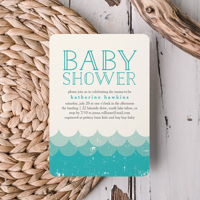 Vintage Waves Beach Baby Shower Invitation (Creator Uploaded)
