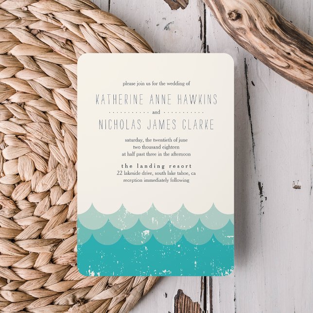 Vintage Waves Beach Wedding Invitation (Creator Uploaded)