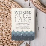 Vintage Waves Lake Weekend Getaway Invitation<br><div class="desc">Escaping to the lake for a bachelorette weekend, family reunion or birthday party? Invite your guests with these vintage chic invitations in cool summer blues. Lakeside chic design features blue wave illustrations with a vintage, distressed effect, and "weekend at the lake" in matching smoky blue grey lettering. Customise with your...</div>