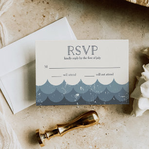 Vintage Waves Navy RSVP Card