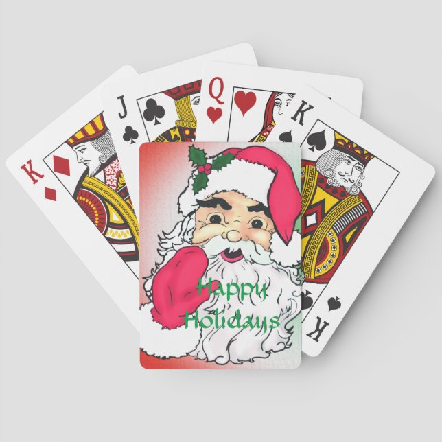 Vintage waving santa claus playing cards (Back)