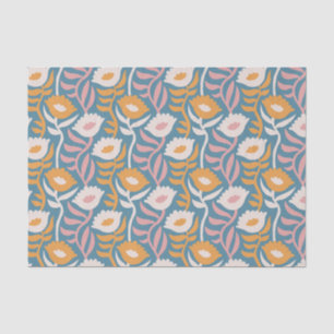 Vintage Wavy Retro Groovy Pastel Floral Pattern Tissue Paper