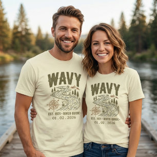 Vintage Wavy River Guide Retro Summer Vacation T-Shirt