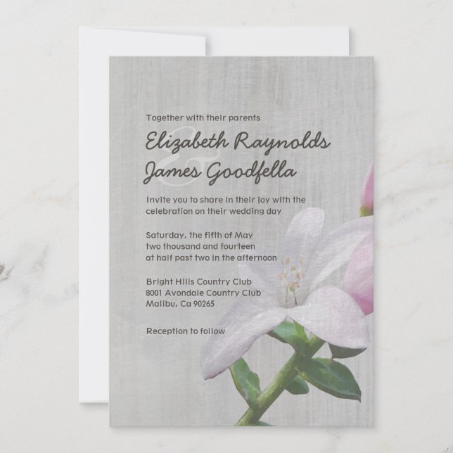 Vintage Waxflower Wedding Invitations (Front)