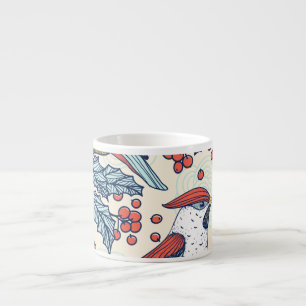 Vintage Waxwings Holly Christmas Pattern Espresso Cup