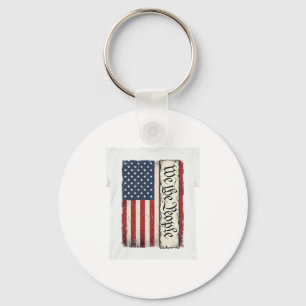 Vintage We the People Flag Patriotic Shirt Design_ Key Ring