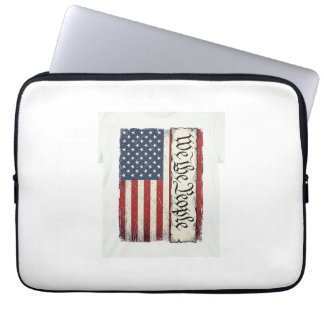 Vintage We the People Flag Patriotic Shirt Design_ Laptop Sleeve