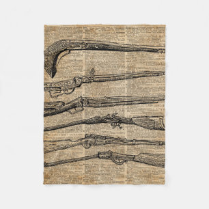 Vintage Weapons Antique Guns Dictionary Art Fleece Blanket