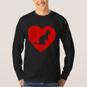 Vintage Weasel Red Heart Animal   Valentines Day T-Shirt