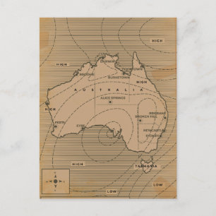 Vintage weather map of Australia Invitation Postcard