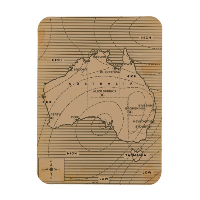 Vintage weather map of Australia Magnet (Vertical)