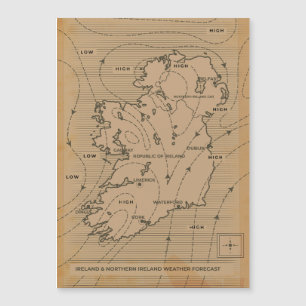 Vintage weather map of Ireland & Northern Ireland