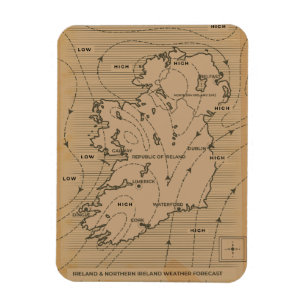 Vintage weather map of Ireland & Northern Ireland Magnet