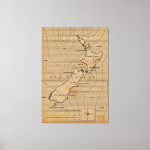 Vintage weather map of New Zealand Canvas Print