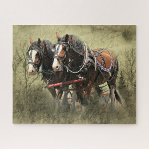 Vintage Weathered Clydesdale Postcard Jigsaw Puzzle