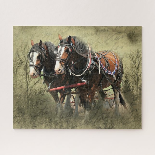 Vintage Weathered Clydesdale Postcard Jigsaw Puzzle (Horizontal)