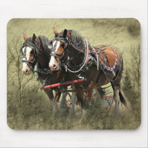 Vintage Weathered Clydesdale Postcard Mouse Pad