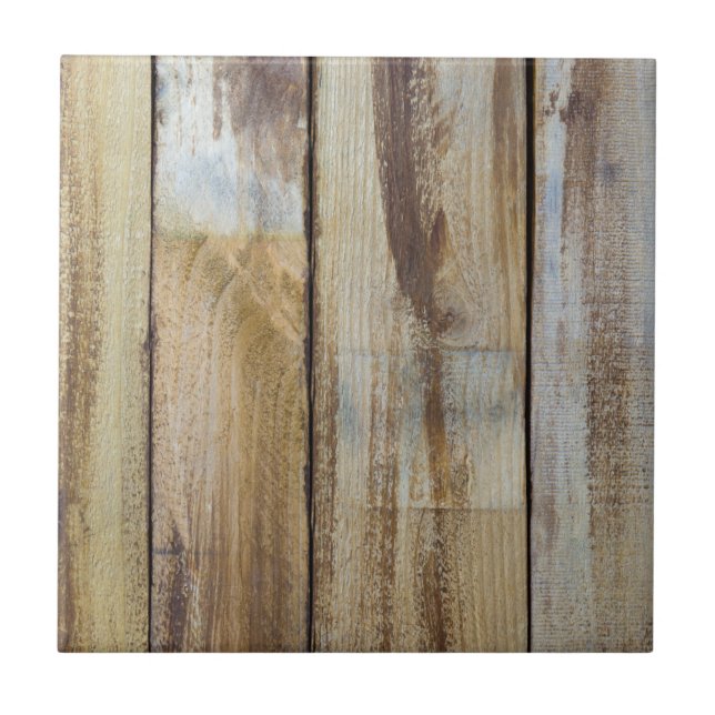 Vintage Weathered Wood Planks Ceramic Tile (Front)