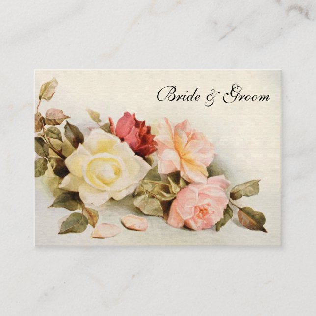 Vintage Wedding Antique Garden Rose Flowers Business Card (Front)