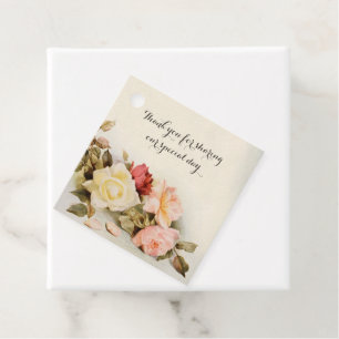 Vintage Wedding Antique Garden Rose Flowers Favour Tags