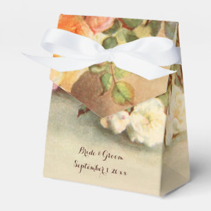 Vintage Wedding, Antique Roses Flowers Still Life Favour Box