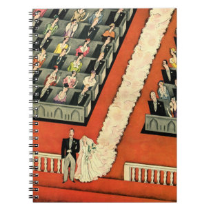 Vintage Wedding, Art Deco Bride and Groom Newlywed Spiral Notebook