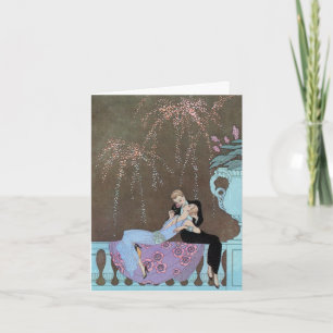 Vintage Wedding, Art Deco Fireworks Thank You Card