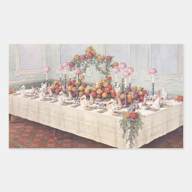 Vintage Wedding Banquet Table Rectangular Sticker (Front)