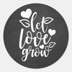 Vintage Wedding Black Chalkboard Love Hearts Classic Round Sticker