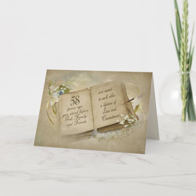 Vintage Wedding Book for 58th Anniversary Card (Front)