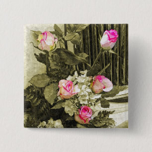Vintage Wedding Bouquet 15 Cm Square Badge