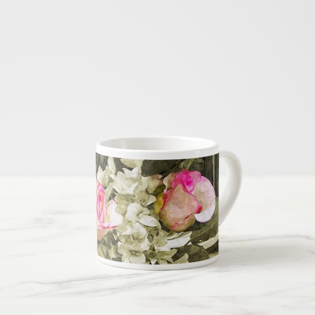 Vintage Wedding Bouquet Espresso Cup (Front Right)