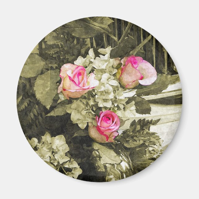 Vintage Wedding Bouquet Magnet (Front)