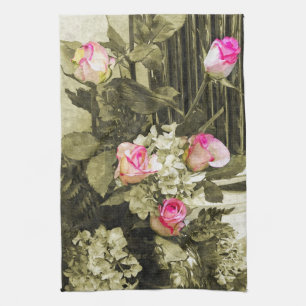 Vintage Wedding Bouquet Tea Towel