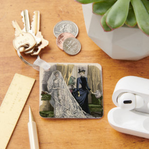 Vintage Wedding Bridal Portrait, Victorian Bride Key Ring