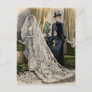Vintage Wedding Bridal Portrait, Victorian Bride Postcard