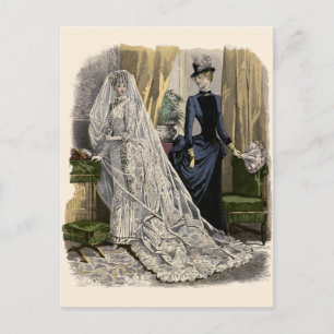 Vintage Wedding Bridal Portrait, Victorian Bride Postcard