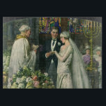 Vintage Wedding, Bride and Groom with Menorah Cutting Board<br><div class="desc">Vintage illustration love and romance wedding ceremony image featuring a couple getting married in a beautiful synagogue with stained glass windows,  flowers and a seven branch menorah. The bride is wearing a long white wedding gown and the groom is handsome in his tuxedo.</div>